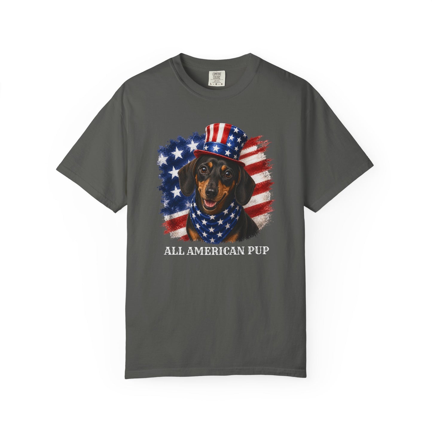 Patriotic Black and Tan Dachshund All American Pup Shirt