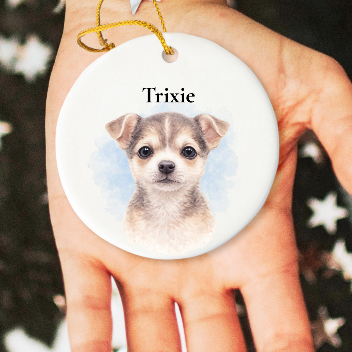 Personalized Watercolor Pet Ornament Custom Dog Cat Photo Christmas Gift