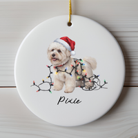 Load image into Gallery viewer, Personalized Bichon Frise Christmas Lights Ornament
