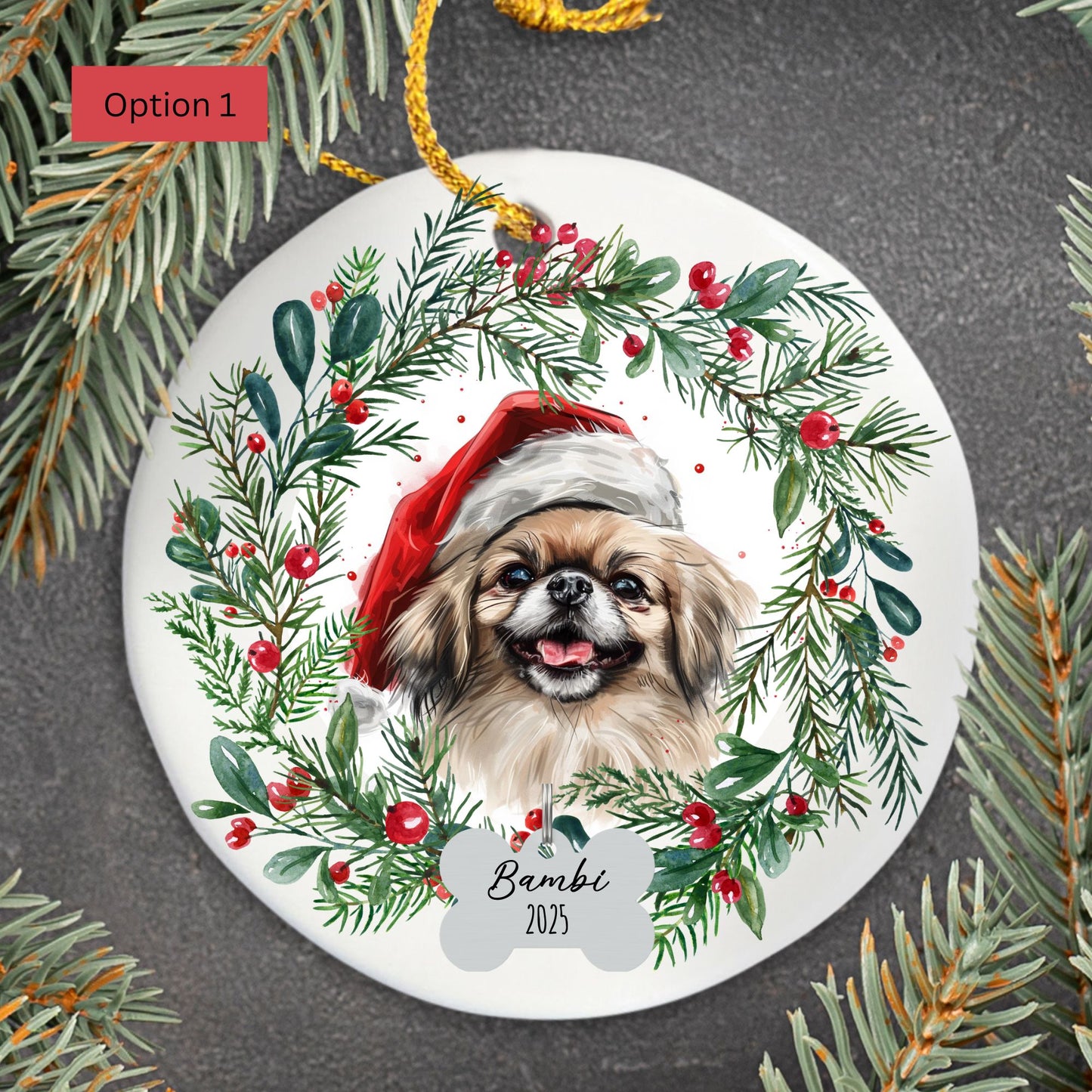 Personalized Pekingese Christmas Ornament