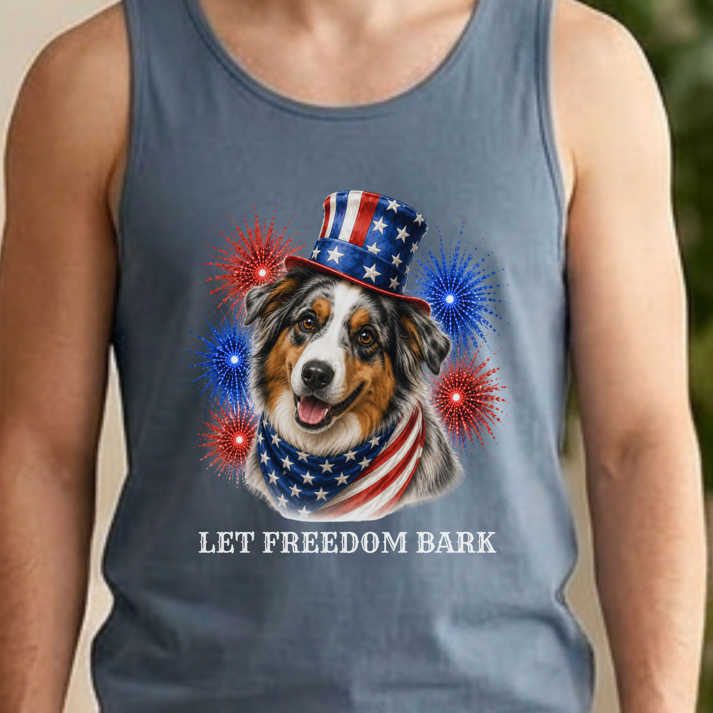 Patriotic Australian Shepherd Tank Top