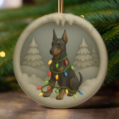 Personalized Doberman Christmas 3D Clay-Style Ornament