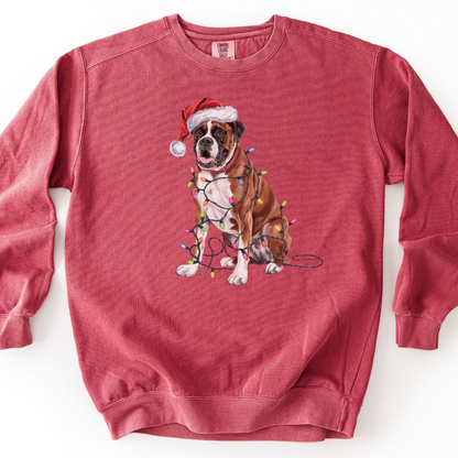 Boxer Christmas Lights Dog Sweatshirt