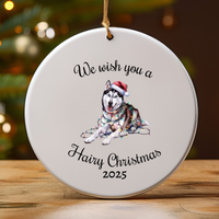 Load image into Gallery viewer, Christmas Siberian Husky Ornament, Christmas Lights Dog Keepsake
