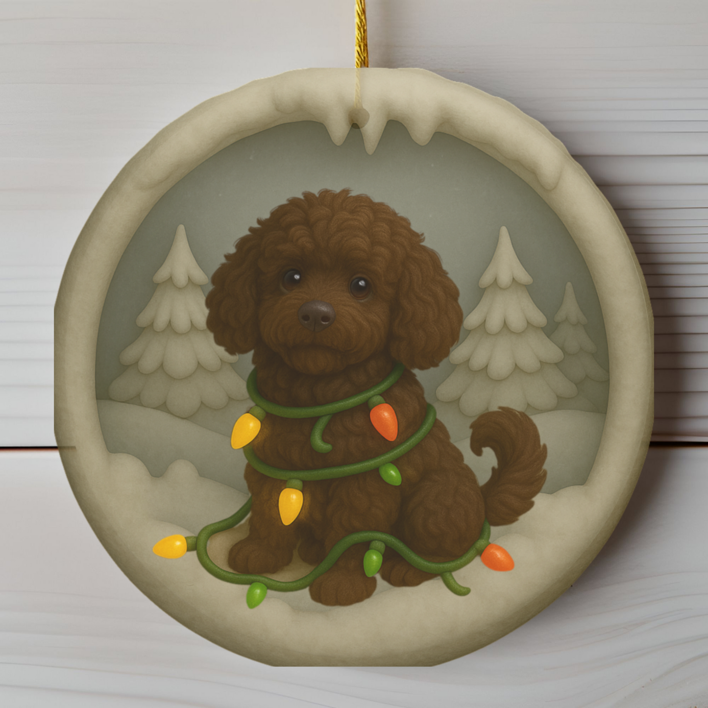 Personalized Portuguese Water Dog Christmas Ornament, 3D Clay-Style Dog Keepsake with Lights