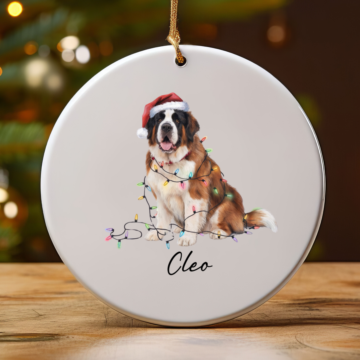 Saint Bernard Ornament, Personalized Dog Lover Gift