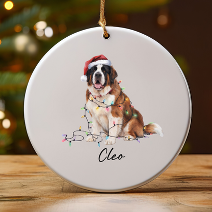 Saint Bernard Ornament, Personalized Dog Lover Gift