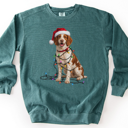 Brittany Spaniel Christmas Lights Sweatshirt