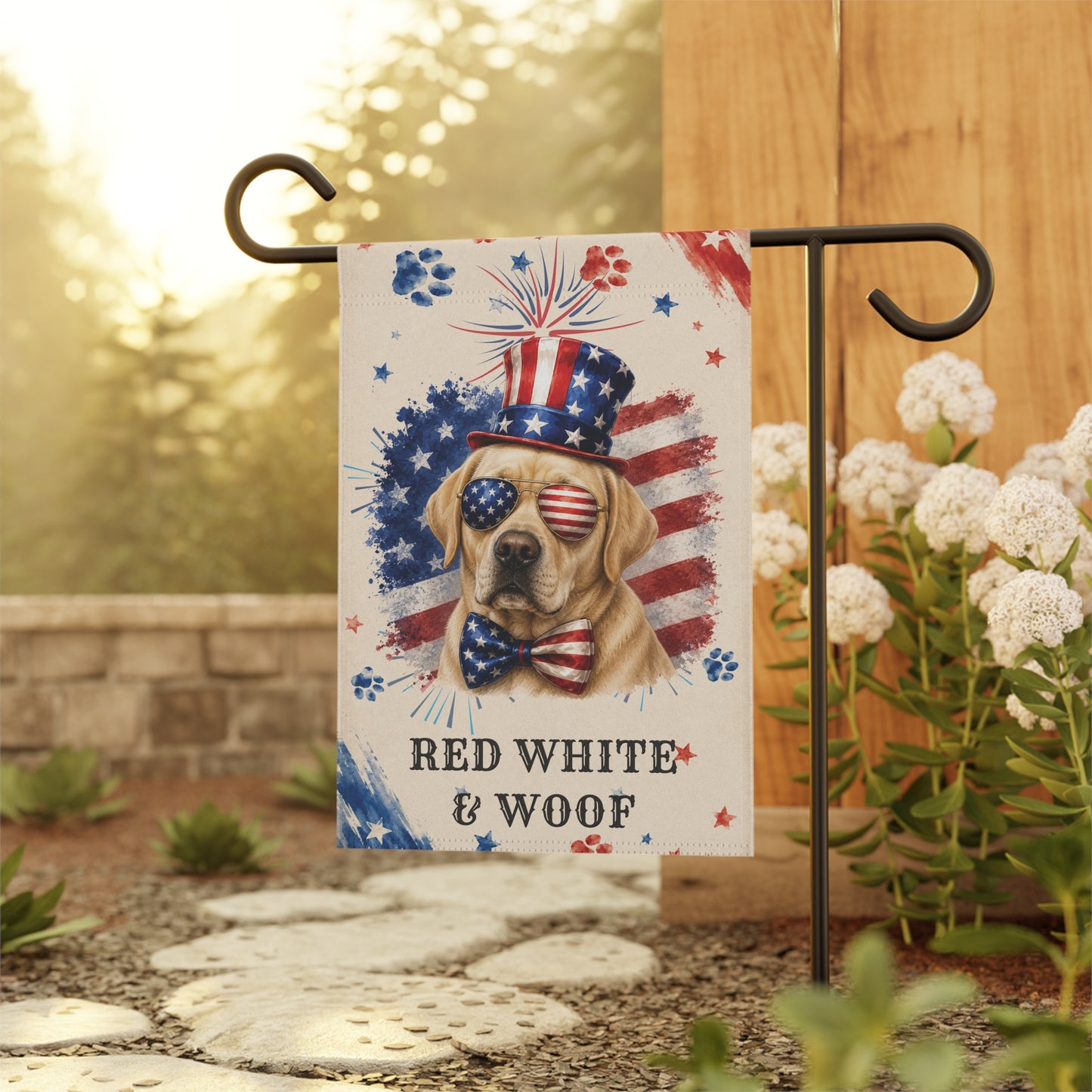 Patriotic Yellow Lab Garden Flag