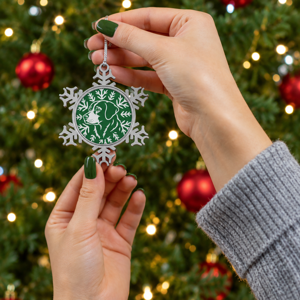 Labrador Retriever Ornament, Pewter Snowflake Christmas Ornament, Lab Lover Gift