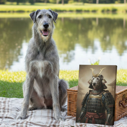 Personalized Samurai Dog Portrait on Canvas, Custom Pet Art