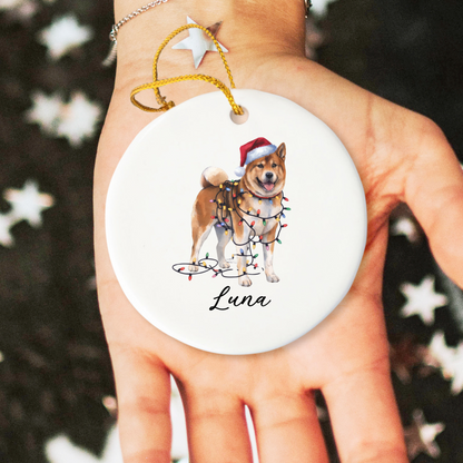 Personalized Akita Christmas Lights Ornament