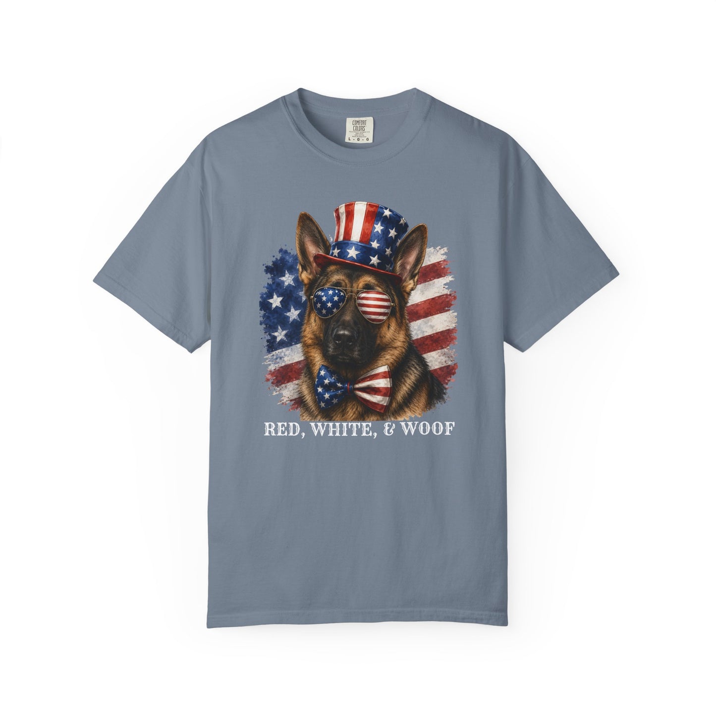 Patriotic German Shepherd Red White & Woof Shirt
