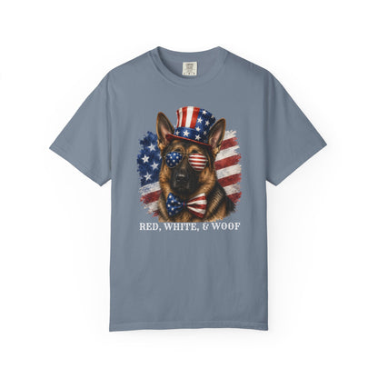 Patriotic German Shepherd Red White & Woof Shirt