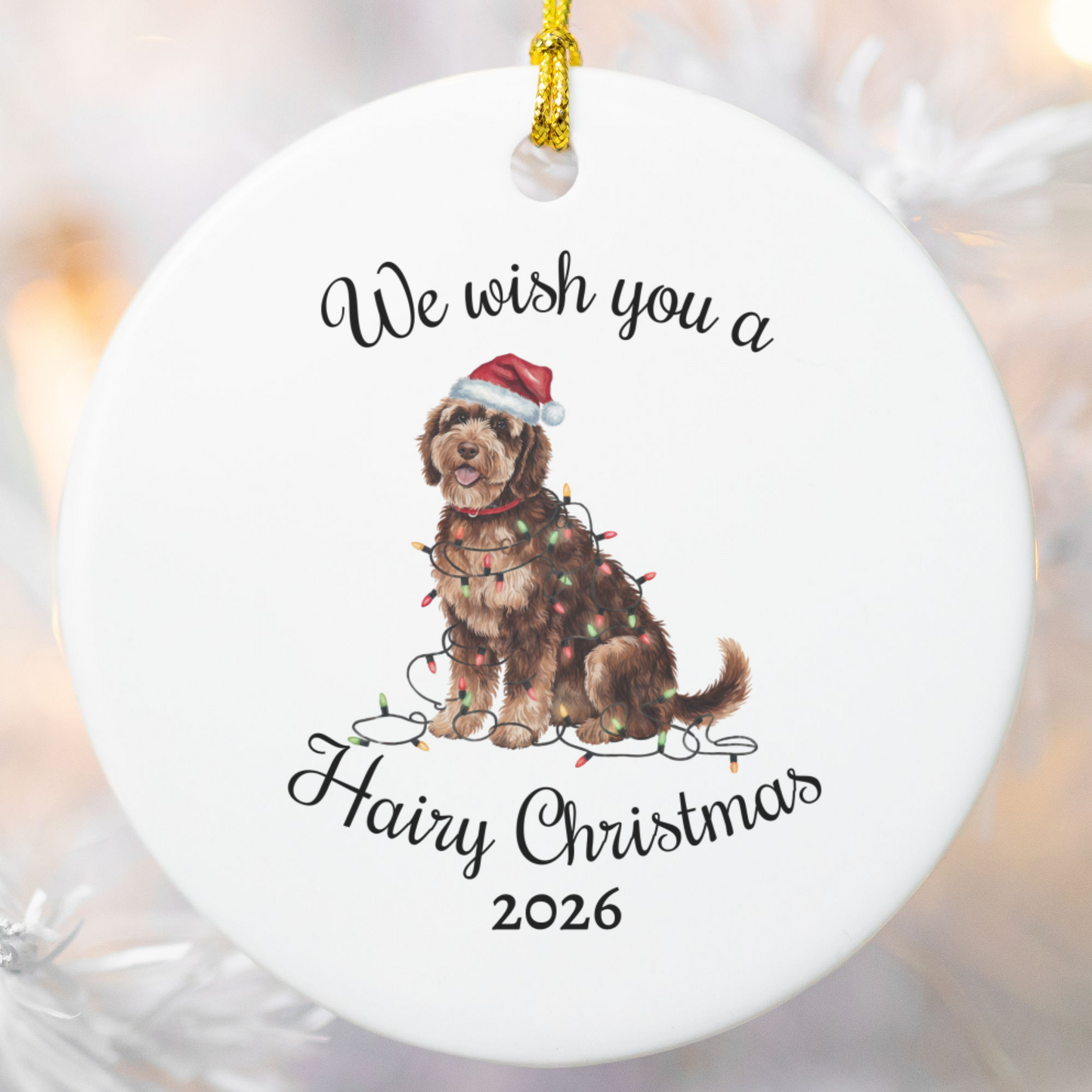 Christmas Portuguese Water Dog Ornament, Christmas Lights Dog Keepsake