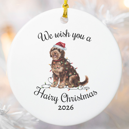 Christmas Portuguese Water Dog Ornament, Christmas Lights Dog Keepsake