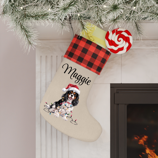 Personalized Tri-Colored Cavalier King Charles Spaniel Christmas Stocking