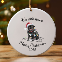 Load image into Gallery viewer, Christmas Black Pug Ornament, Pug Mom, Christmas Lights Dog Keepsake
