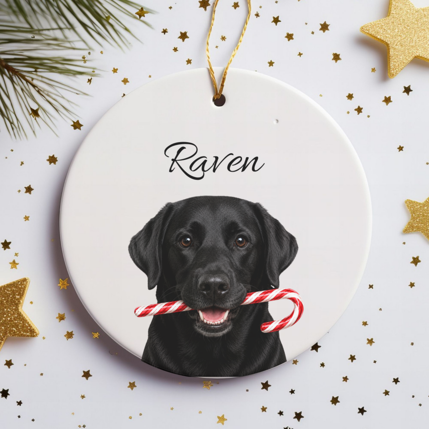 Personalized Black Lab Ornament, Custom Dog Name Christmas Ornament, Labrador Retriever Gift, Dog Lover Gift