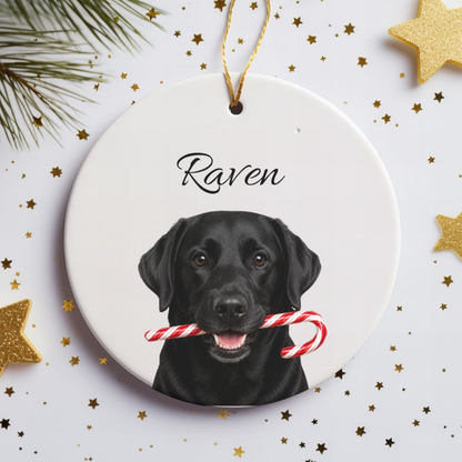 Personalized Black Lab Ornament, Custom Dog Name Christmas Ornament, Labrador Retriever Gift, Dog Lover Gift