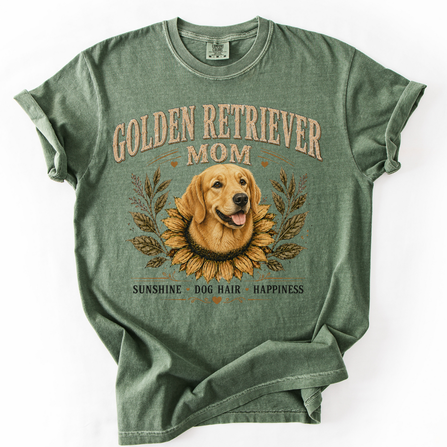 Golden Retriever Mom Shirt, Sunflower Golden Retriever Tee, Vintage Dog Lover Gift