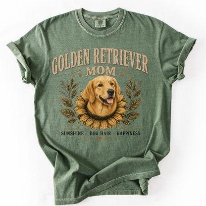 Golden Retriever Mom Shirt, Sunflower Golden Retriever Tee, Vintage Dog Lover Gift