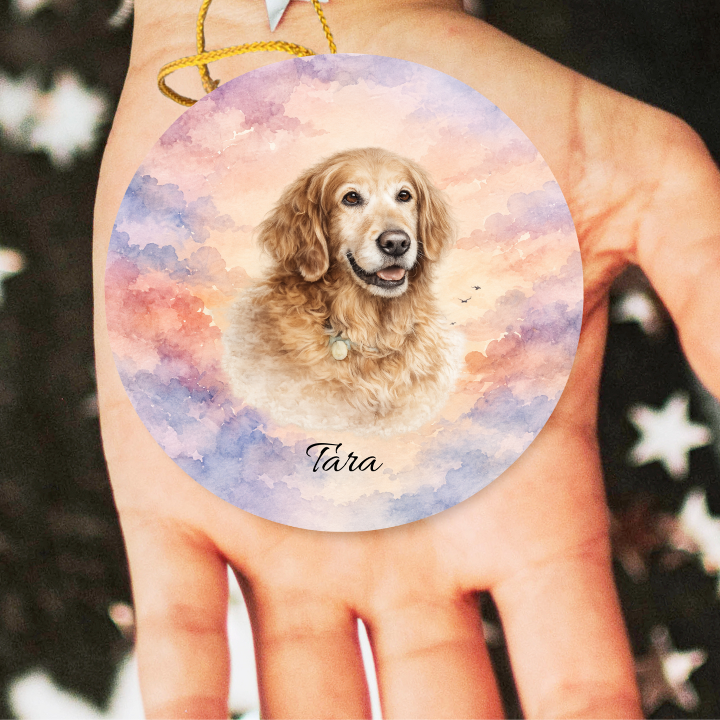 Personalized Pet Memorial Ornament, Custom Photo Rainbow Bridge Christmas Keepsake