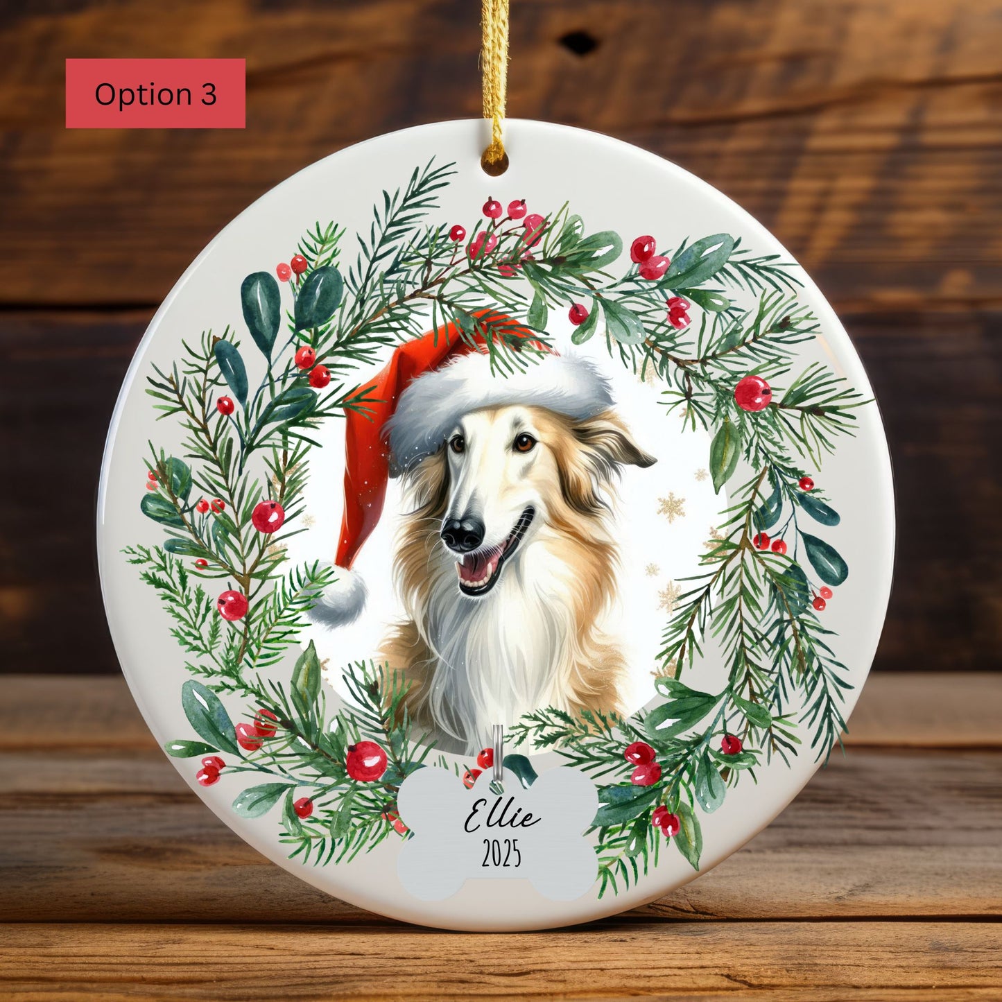 Personalized Borzoi Christmas Ornament