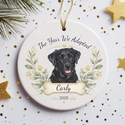 Personalized Adoption Dog Ornament, Custom Pet Christmas Keepsake Gift