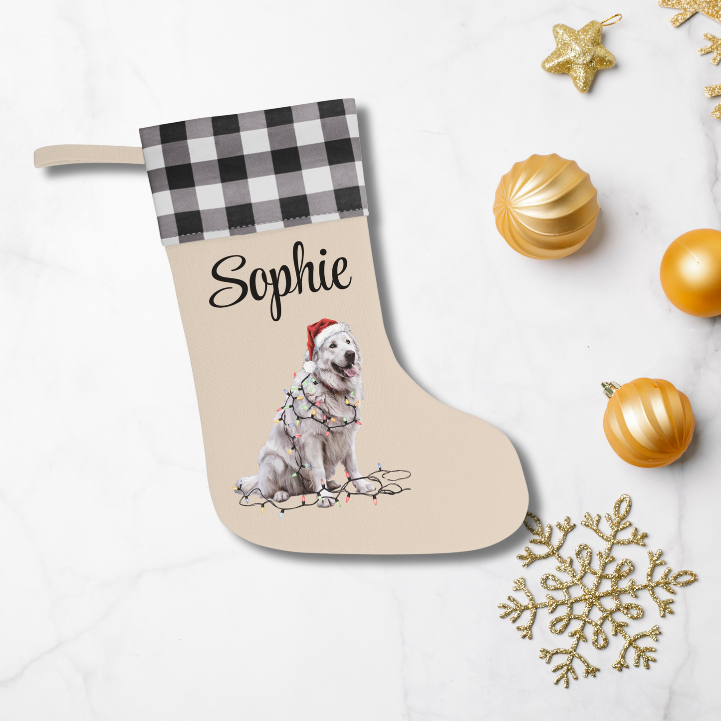 Personalized Great Pyrenees Christmas Stocking, Holiday Decor Gift for Pet Lovers