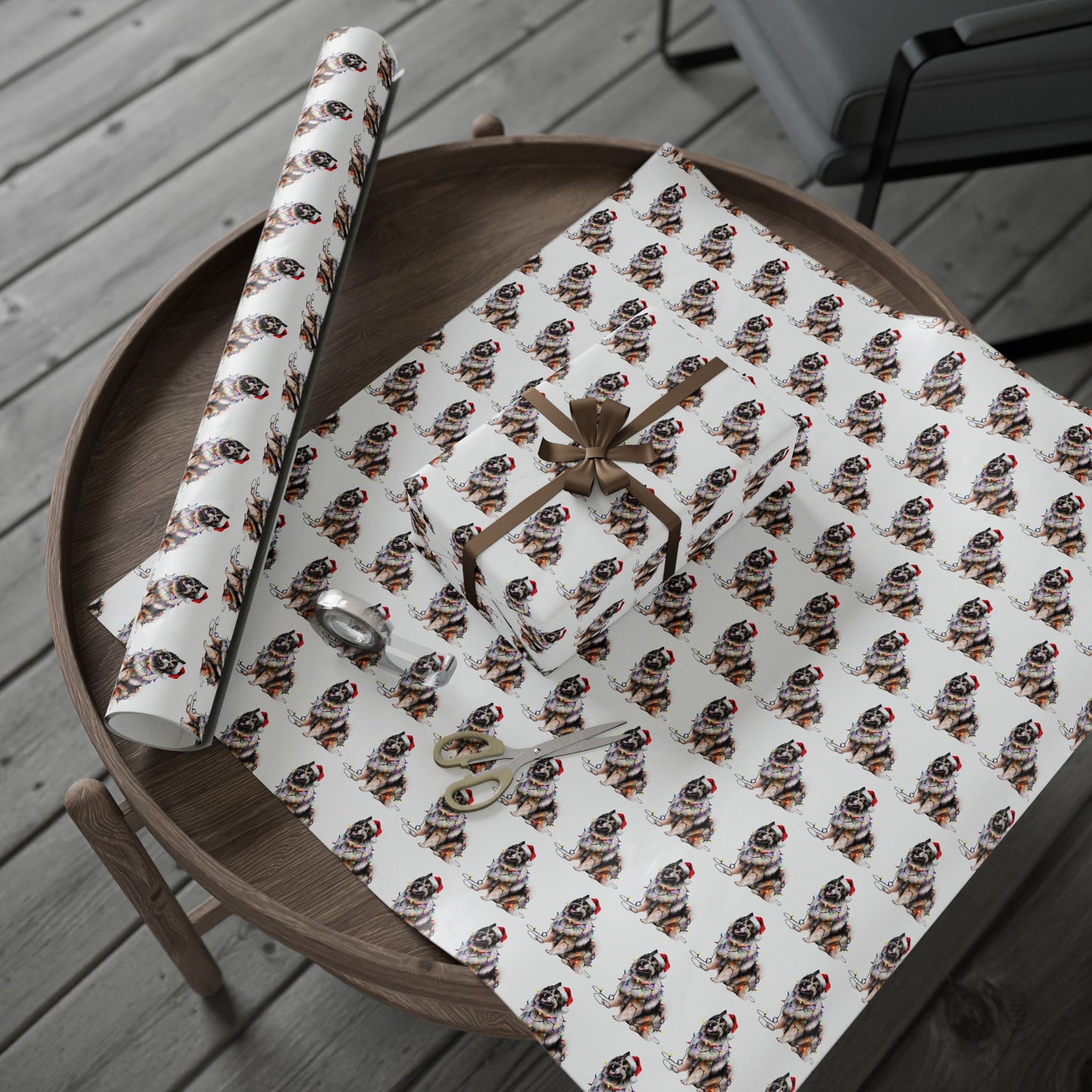 Keeshond Christmas Lights Wrapping Paper