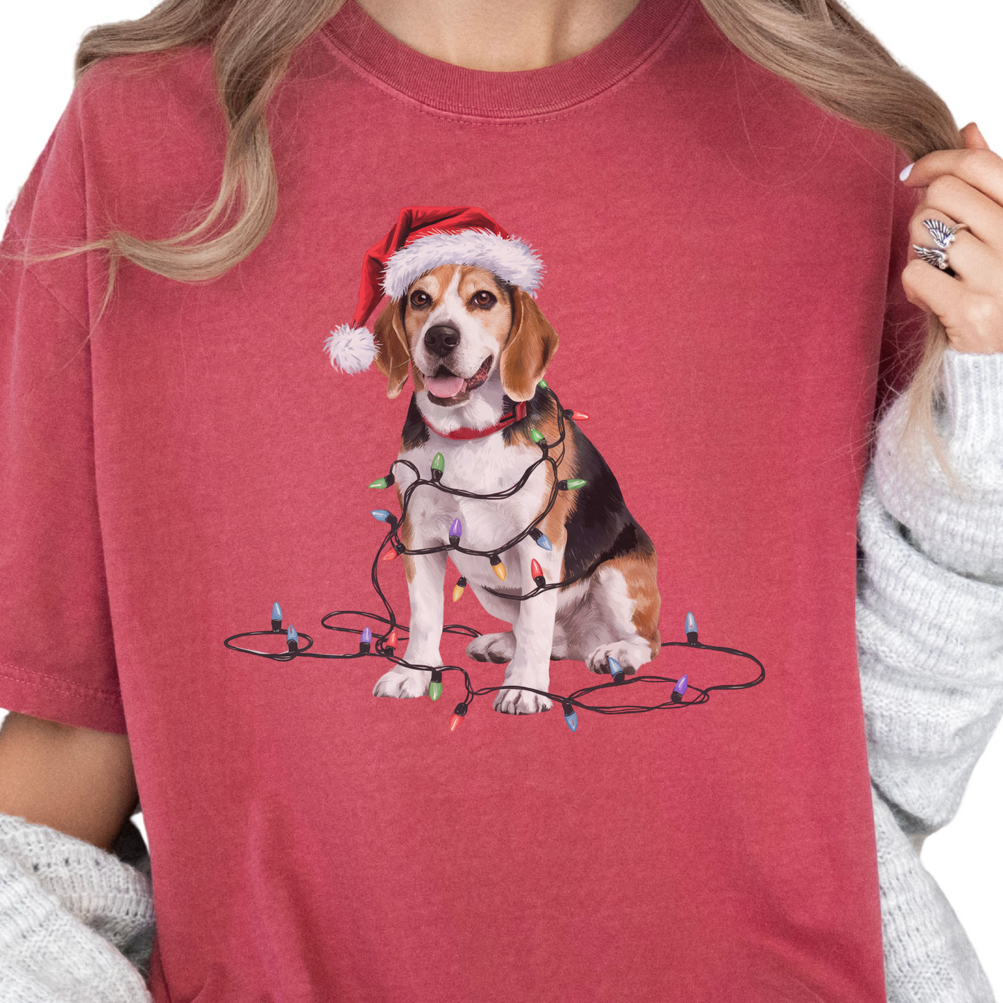 Christmas Beagle Shirt, Christmas Lights Dog Tee, Christmas Dog Tee, Beagle Mom Tshirt, Gift for Dog Lover, Beagle
