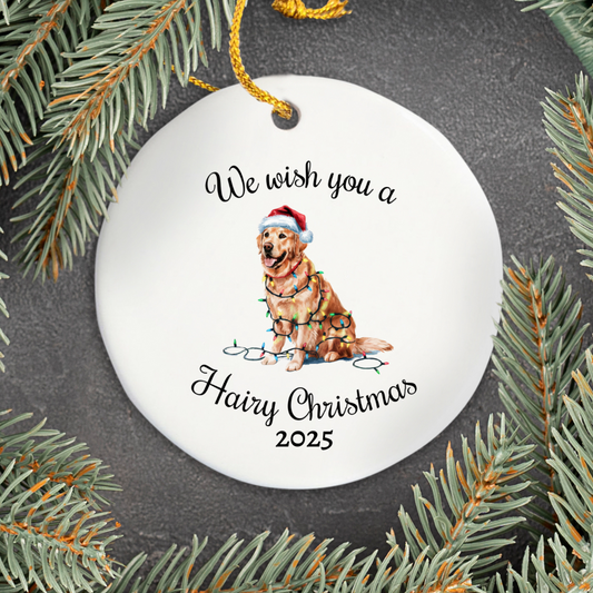 Christmas Golden Retriever Ornament, Christmas Lights Dog Keepsake