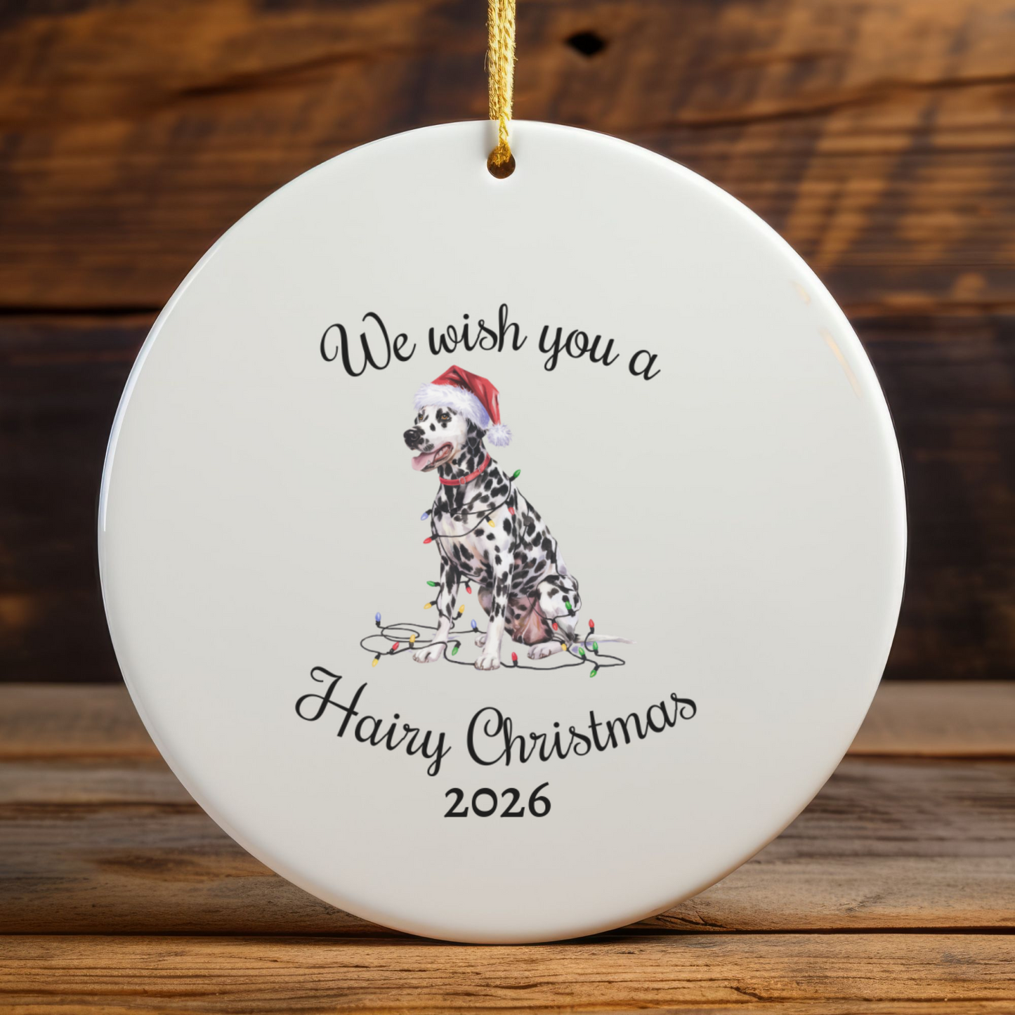 Christmas Dalmatian Ornament, Christmas Lights Dog Keepsake