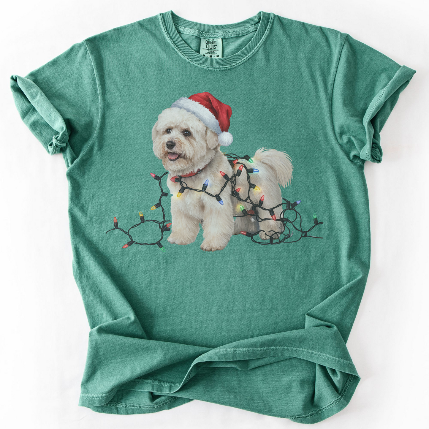 Bichon Frise Christmas Lights Shirt, Festive Holiday Tee for Fluffy Dog Lovers