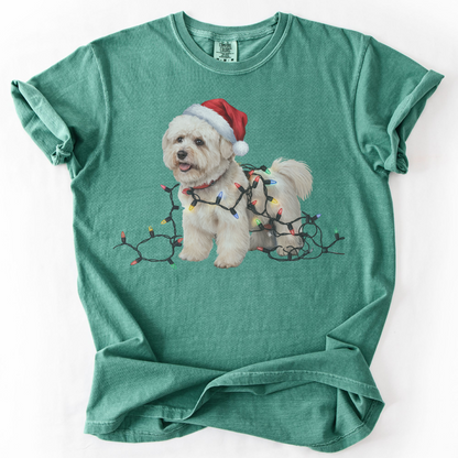 Bichon Frise Christmas Lights Shirt, Festive Holiday Tee for Fluffy Dog Lovers