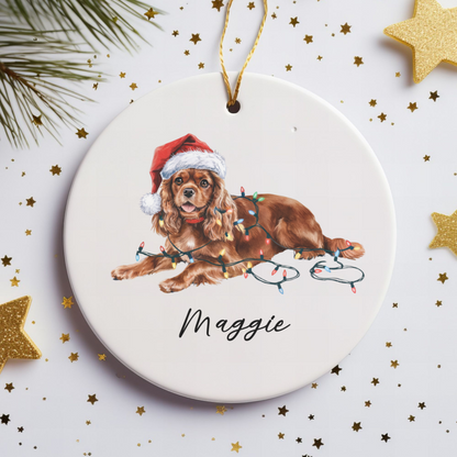 Ruby Cavalier King Charles Spaniel Ornament, Personalized Dog Christmas Decoration, Pet Lover Gift, Custom Holiday Decor