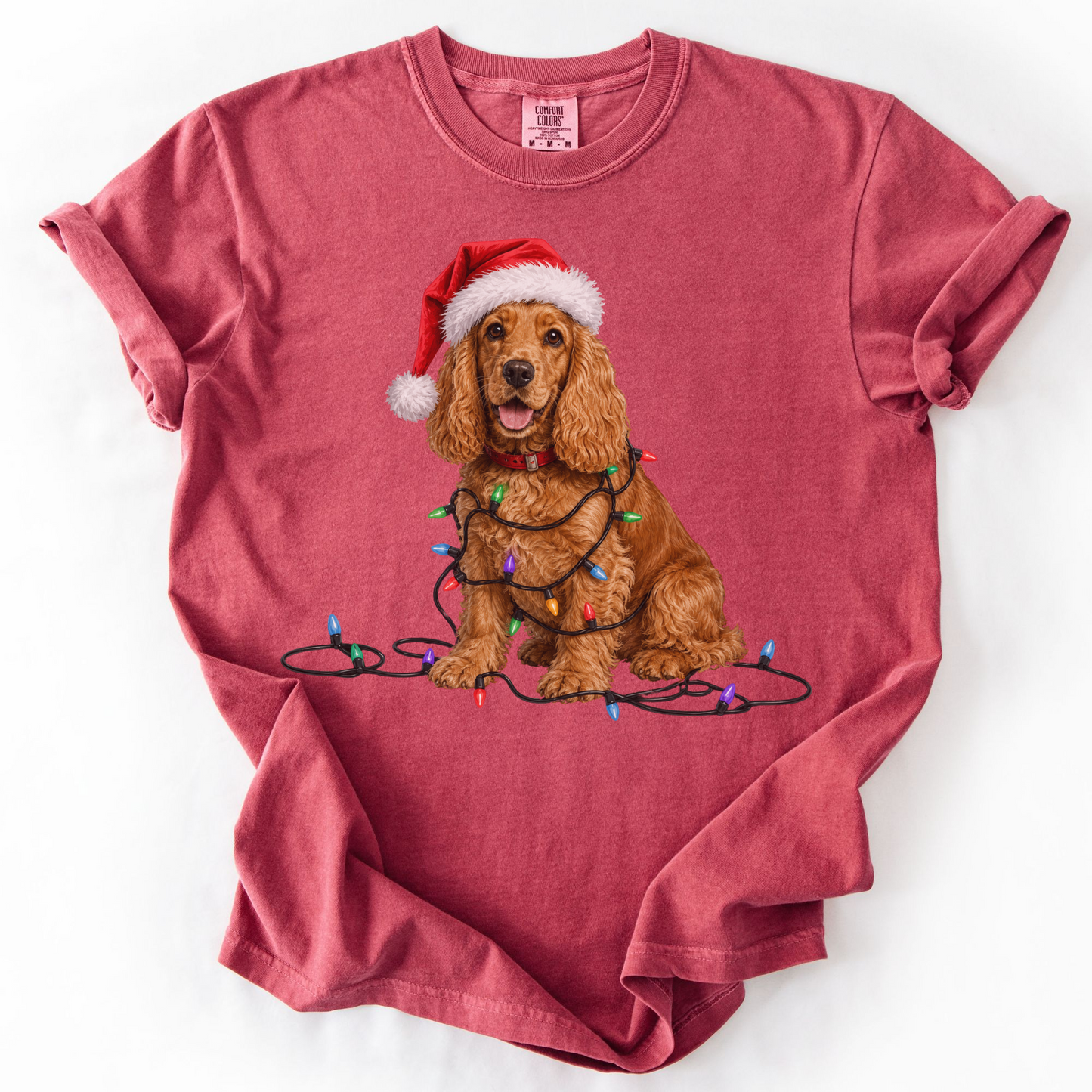 Christmas Cocker Spaniel Shirt, Christmas Lights Dog Shirt