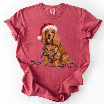 Christmas Cocker Spaniel Shirt, Christmas Lights Dog Shirt