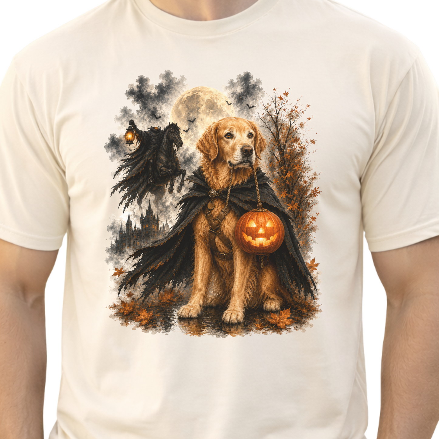 Custom Halloween Dog Shirt, Personalized Headless Horseman Comfort Colors Pet Portrait Tee