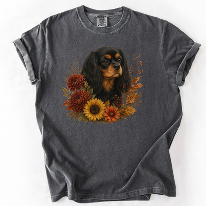 Black and Tan Cavalier Autumn Floral Shirt