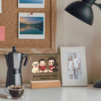 Load image into Gallery viewer, Custom Family Pet Portrait Plaque, Chibi Style Keepsake, Kawaii Cartoon Gift, Personalized LED Decor, Gift for Families
