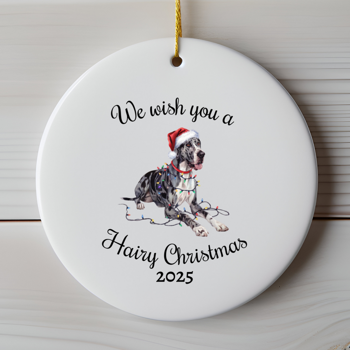 Christmas Great Dane Ornament, Christmas Lights Dog Keepsake