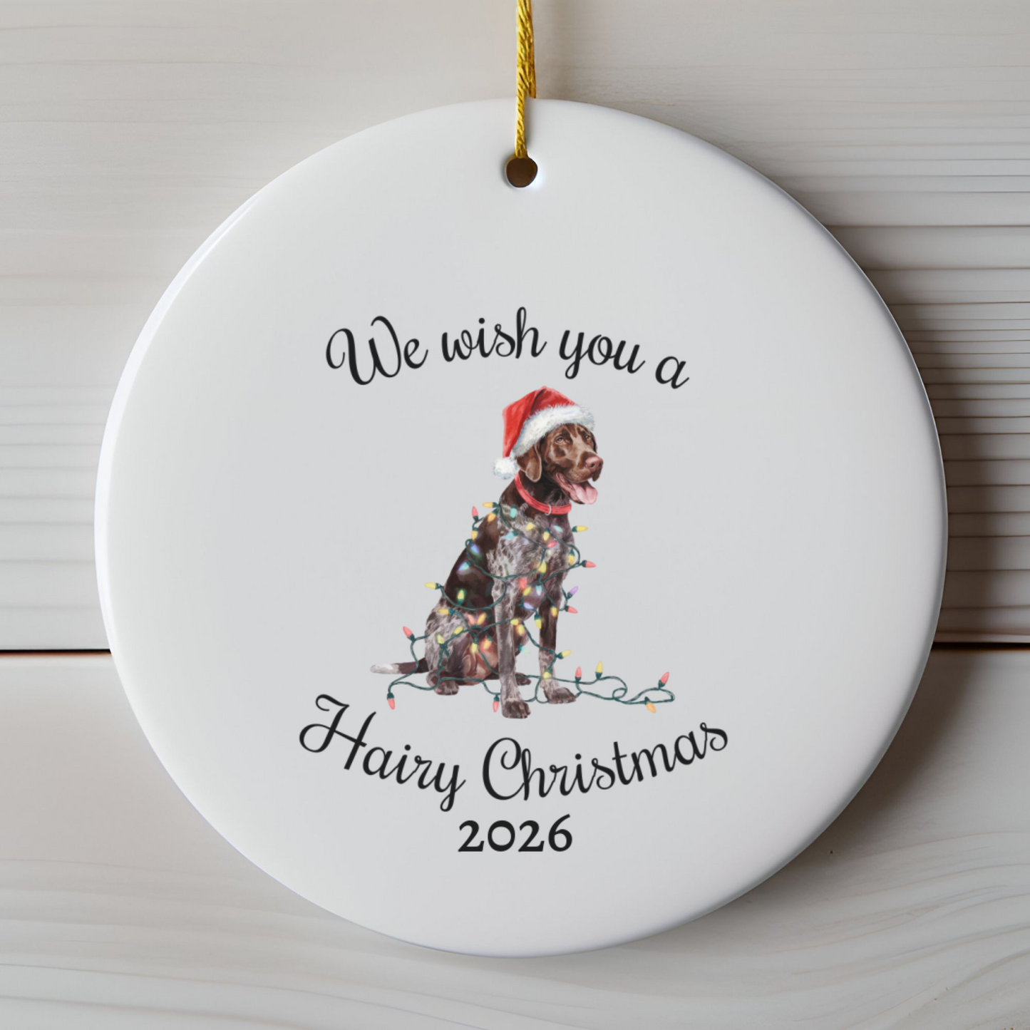 Christmas German Shorthaired Pointer Ornament, Christmas Lights Dog Keepsake