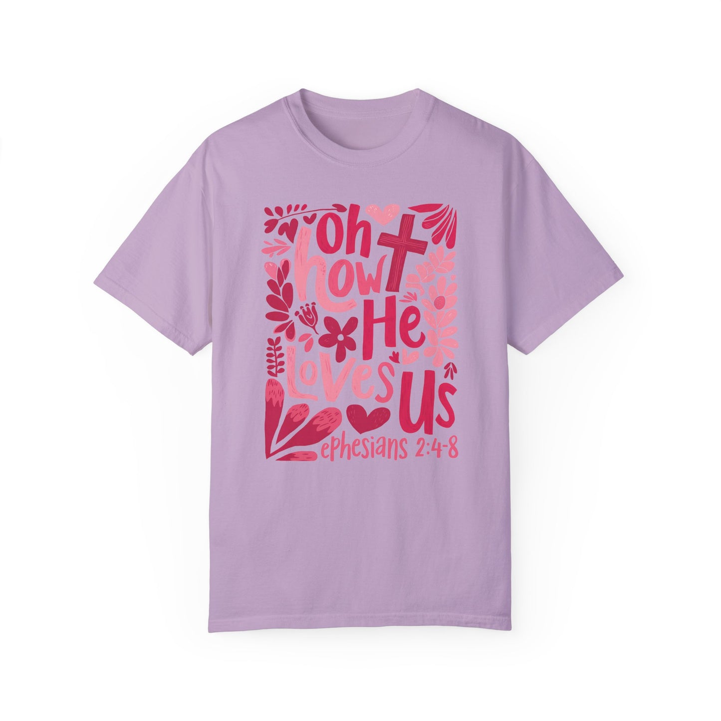 Vintage Floral Valentine's Unisex T-shirt, Retro Boho Tee, Ephesians 2:4-8 Christian Shirt, Valentine's Day Gift, Love Quote Shirt