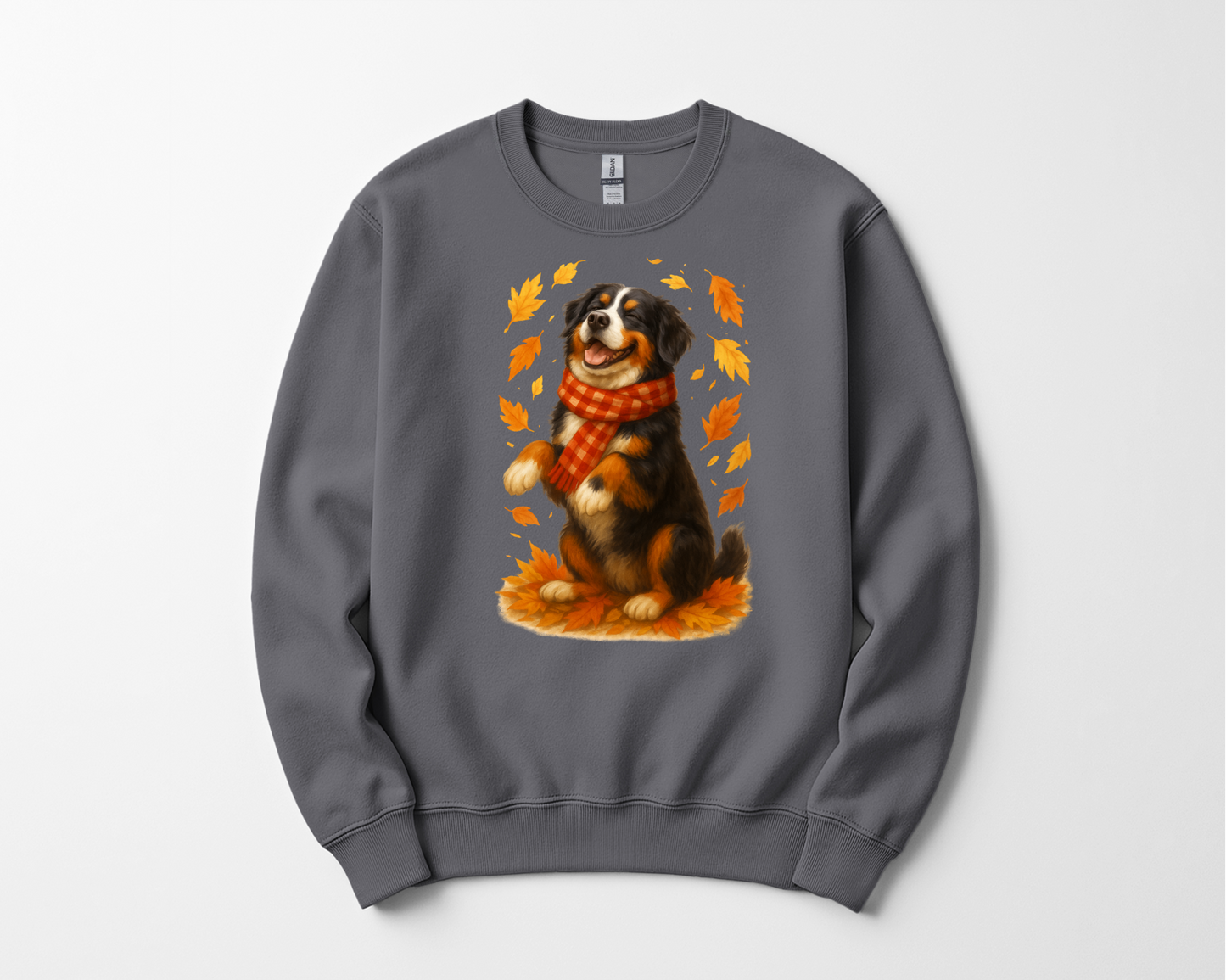 Bernese Mountain Dog Sweatshirt, Cozy Fall Dog Shirt, Cute Dog Sweater, Autumn Dog Lovers Gift, Dog in Leaves, Gift For Dog Moms