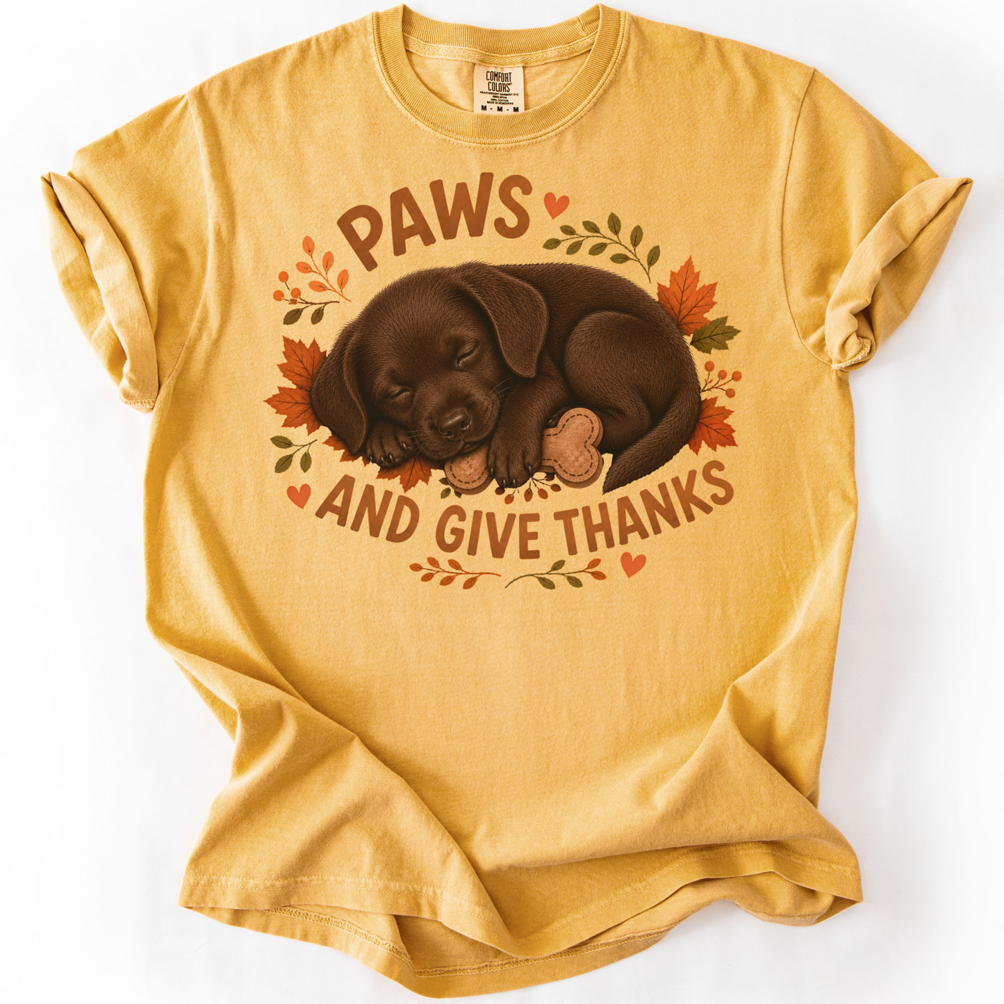 Chocolate Lab Thanksgiving Shirt, Paws Give Thanks Tee, Fall Labrador Retriever Lover Gift