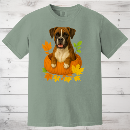 Boxer Dog Pumpkin Shirt, Fall Dog Lover Tee on Comfort Colors 1717