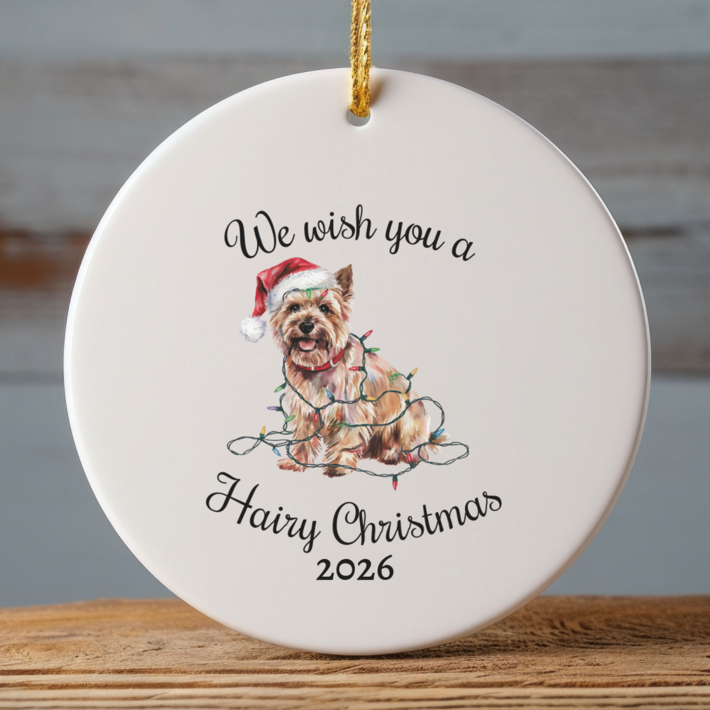 Christmas Cairn Terrier Ornament, Cairn Terrier Mom, Christmas Lights Dog Keepsake, Christmas Dog, Gift For Dog Lover, Cairn Terrier