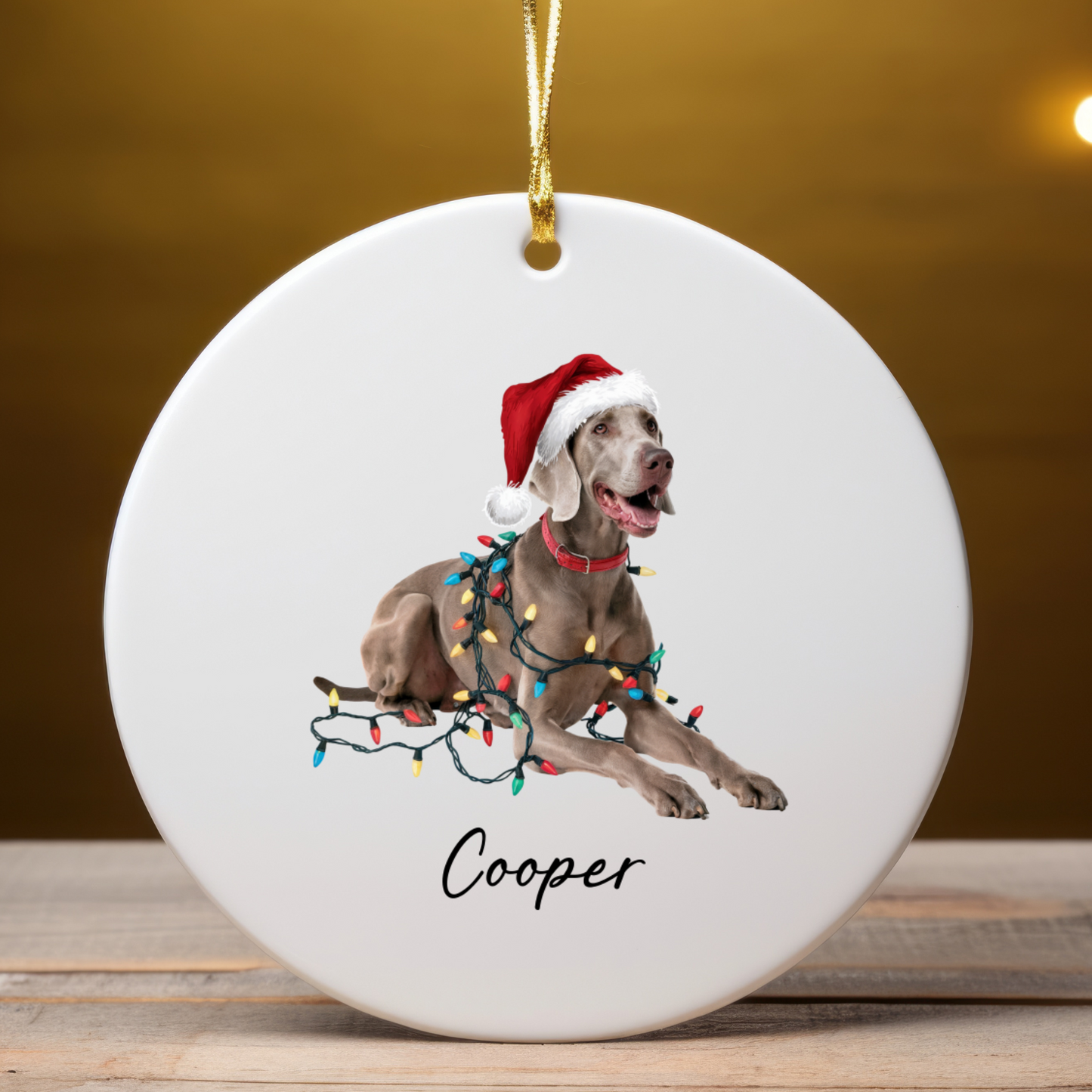 Weimaraner Ornament, Personalized Christmas Dog Gift